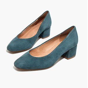 Madewell Raquel Pump Blue Suede Block Heel Shoe